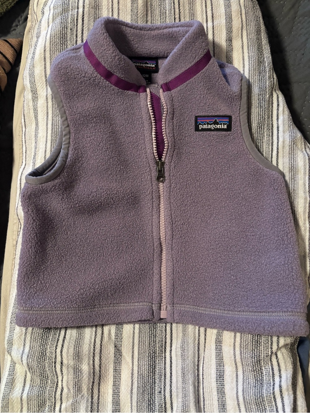 Kids 6-12 month Patagonia Lavender and Purple Fleece Vest